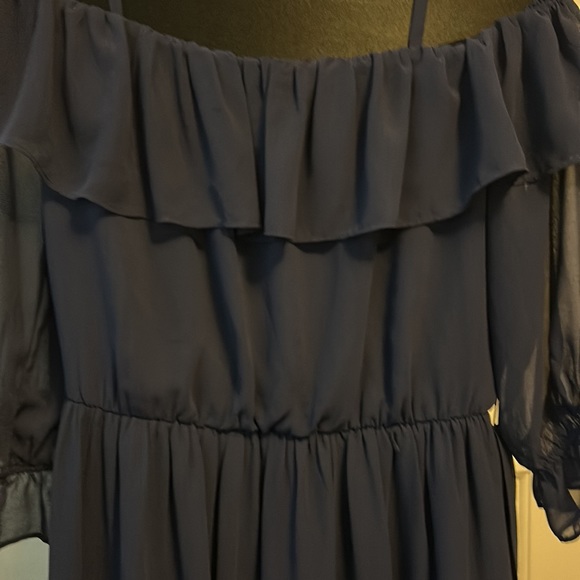 By & By Navy Blue off the shoulder Dress Size XL w/ adjustable straps - Picture 5 of 9